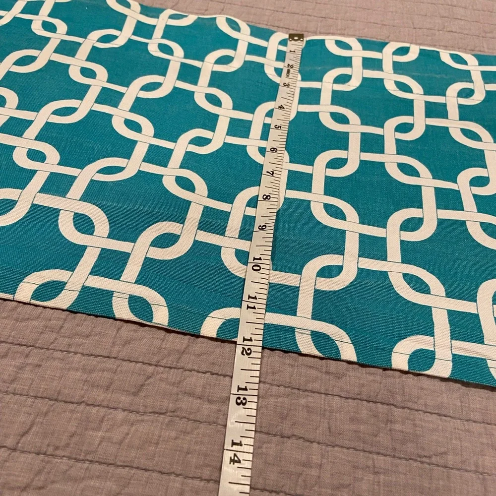 Teal Geometric Window Valance Curtain 36” Wide Kitchen Bath